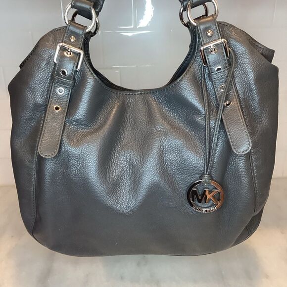 Michael Kors Bedford Belted Black Leather Satchel Shoulder Bag Handbag - Picture 3 of 15